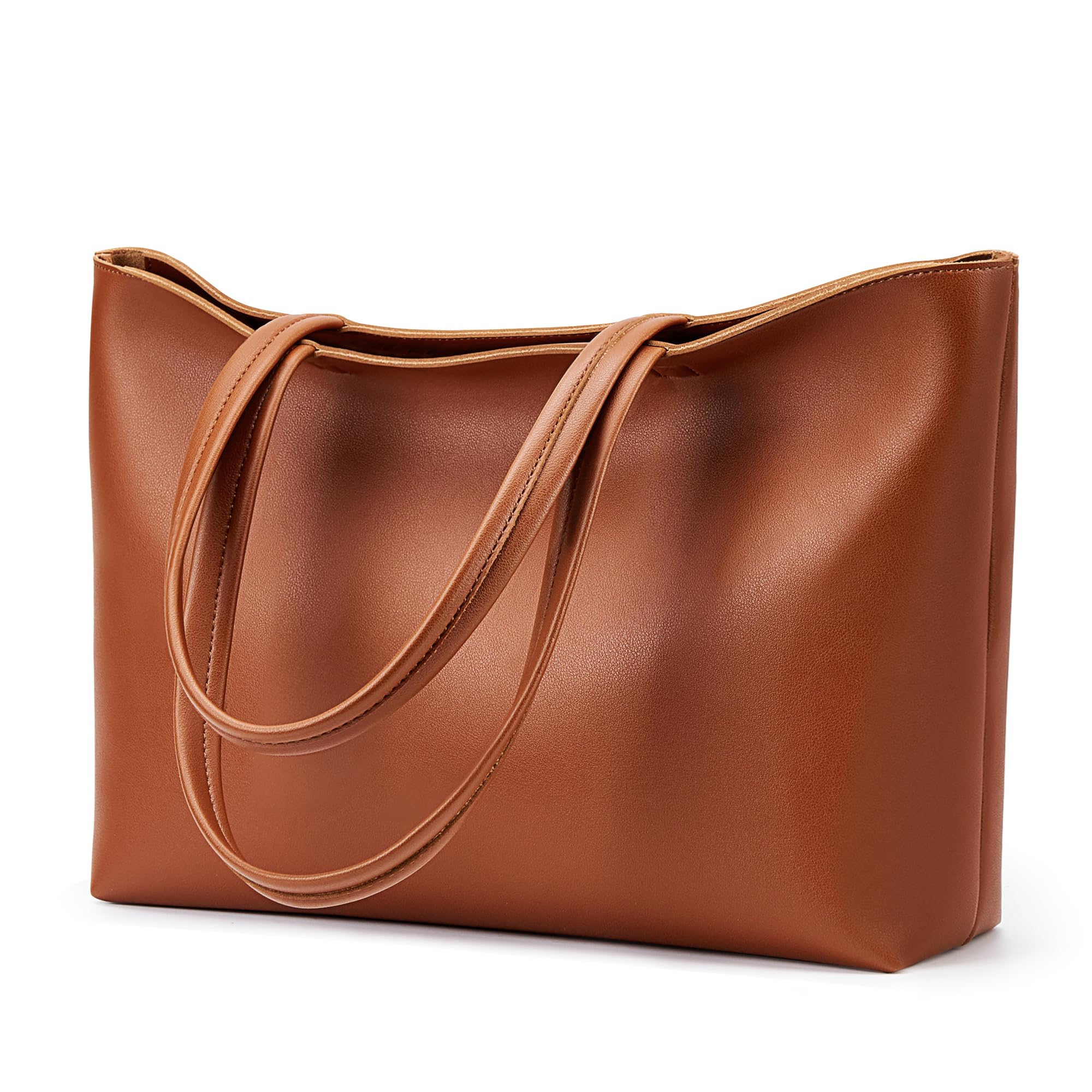Photo 1 of KALIDI Tote Bag Zipper Shoulder Bag Faux Leather Purses for Women Large Casual Handbag Work Dating College, Brown