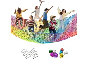 Tongmo Climbing Cargo Net, 6.5' X 9.8' Double Layers Playground Safety Net, Kids Backyard Climbing Net, Used for Treehouse Accessories...with Storage Bag and Carabiners