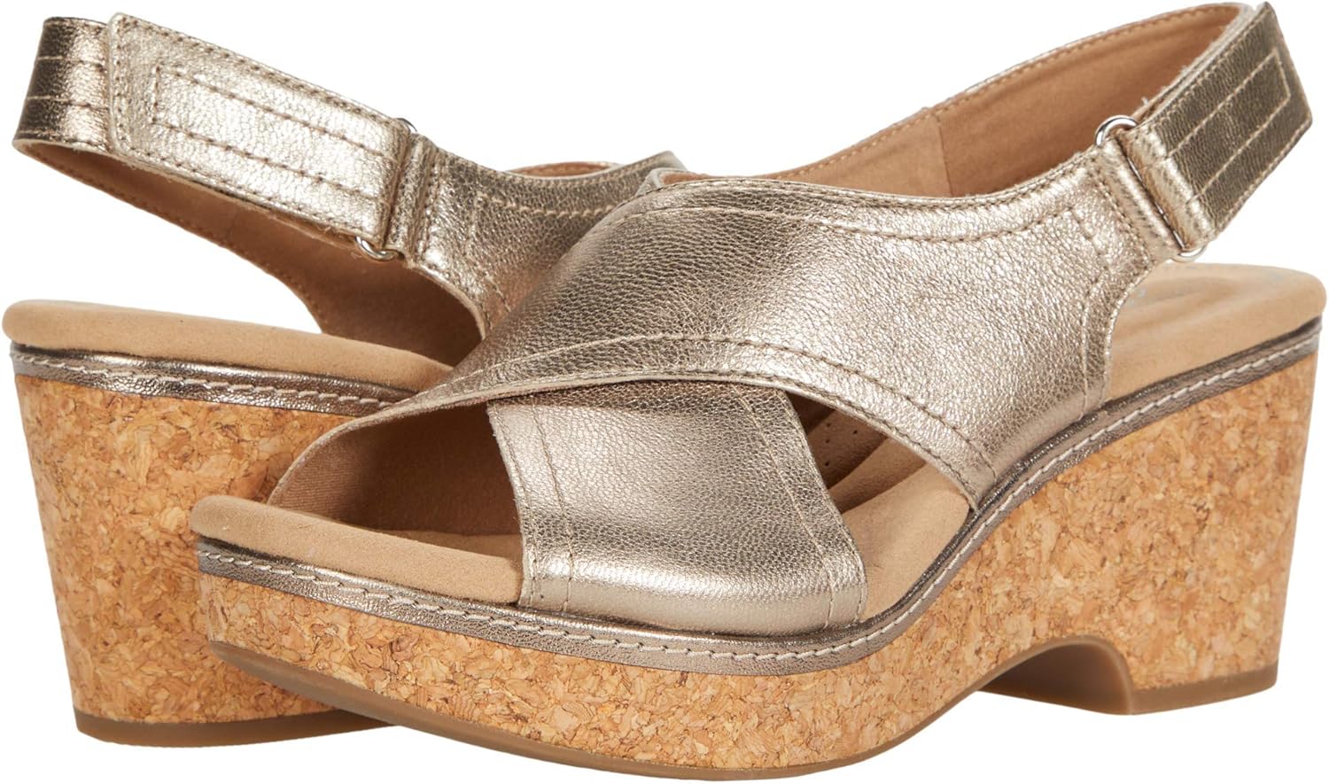 Clarks Women's Giselle Cove Wedge Sandal, Metallic Leather, 12 Amazon.de Schuhe & Handtaschen