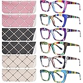 SIGVAN 6 Pack Oprah Style Reading Glasses Blue Light Blocking Square Computer Spring Hinge Readers for Women Men