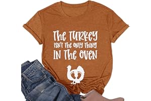 ALLTB Thanksgiving Pregnant T Shirt Women The Turkey ain't The Only Thing in The Oven Shirt Maternity Funny Graphic Tops