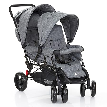 ABC Design Geschwister-Kinderwagen / Zwillingswagen Tandem - Rückenlehnen & Fußstützen mehrfach verstellbar, abnehmbarer Schu