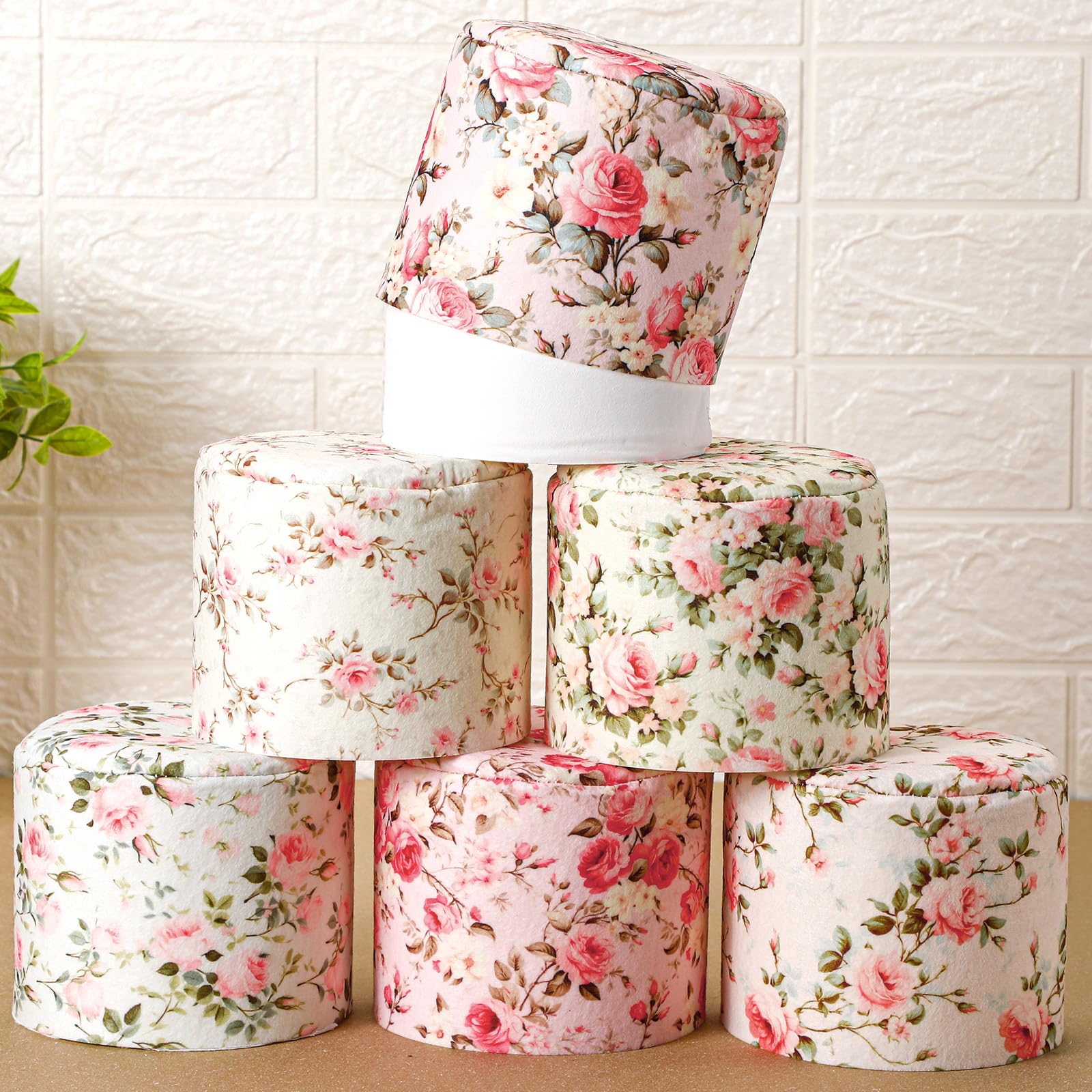 Photo 1 of **MISSING ONE**Hoolerry 6 Pcs Decorative Toilet Paper Roll Cover Fit regular Roll Within 4.3 x 5.1'' Reusable Felt Fabric Toilet Tissue Holder Tissue Paper Cover Wrap for women Bathroom Decor Hotel Gift(Rose)