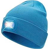 AOPREL Beanie with The Light, Unisex USB Rechargeable Headlamp Winter Knitted Cap for Men Dad Husband