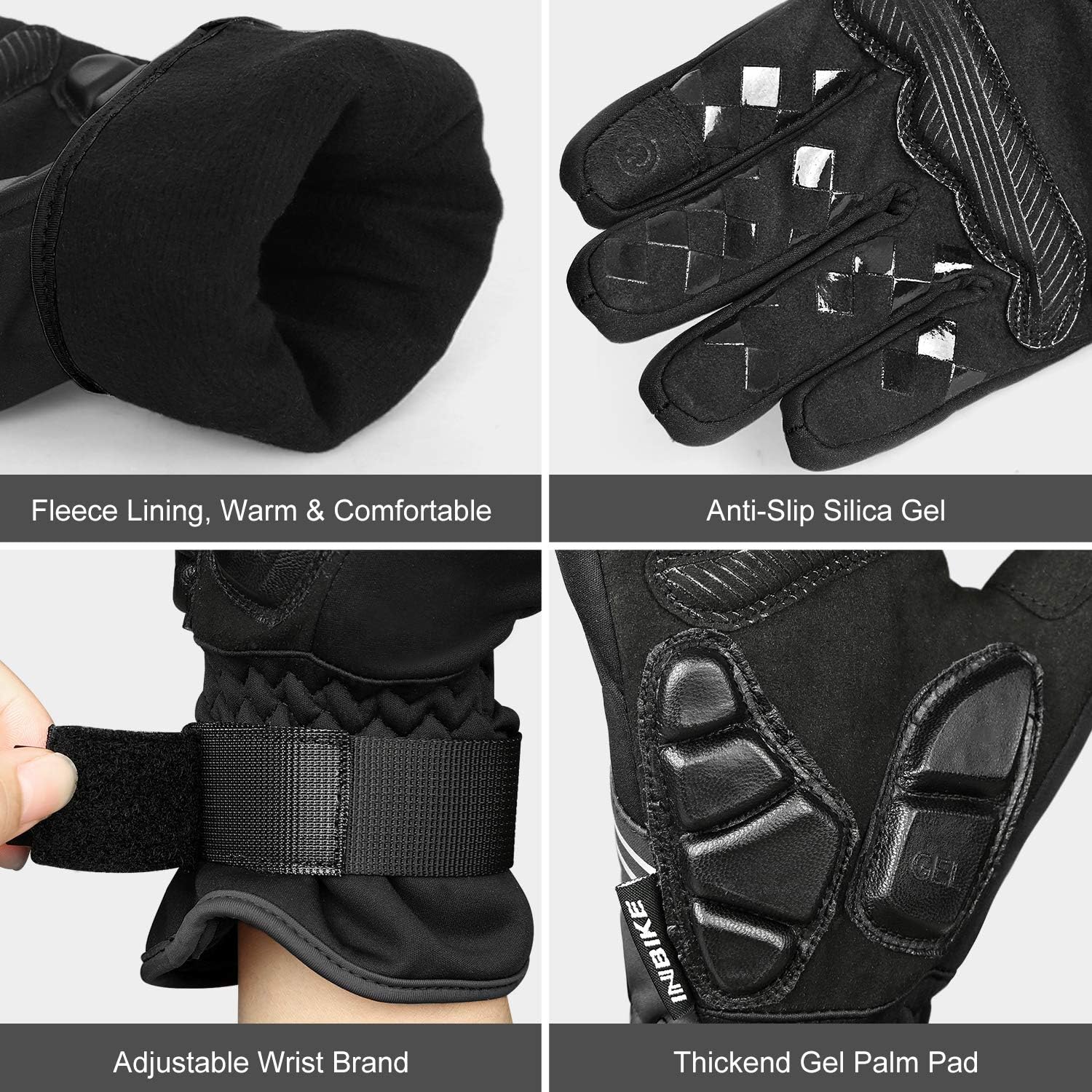 INBIKE Cycling Gloves for Men Winter Windproof Reflective Thermal Gel Pads Touch Screen : Clothing