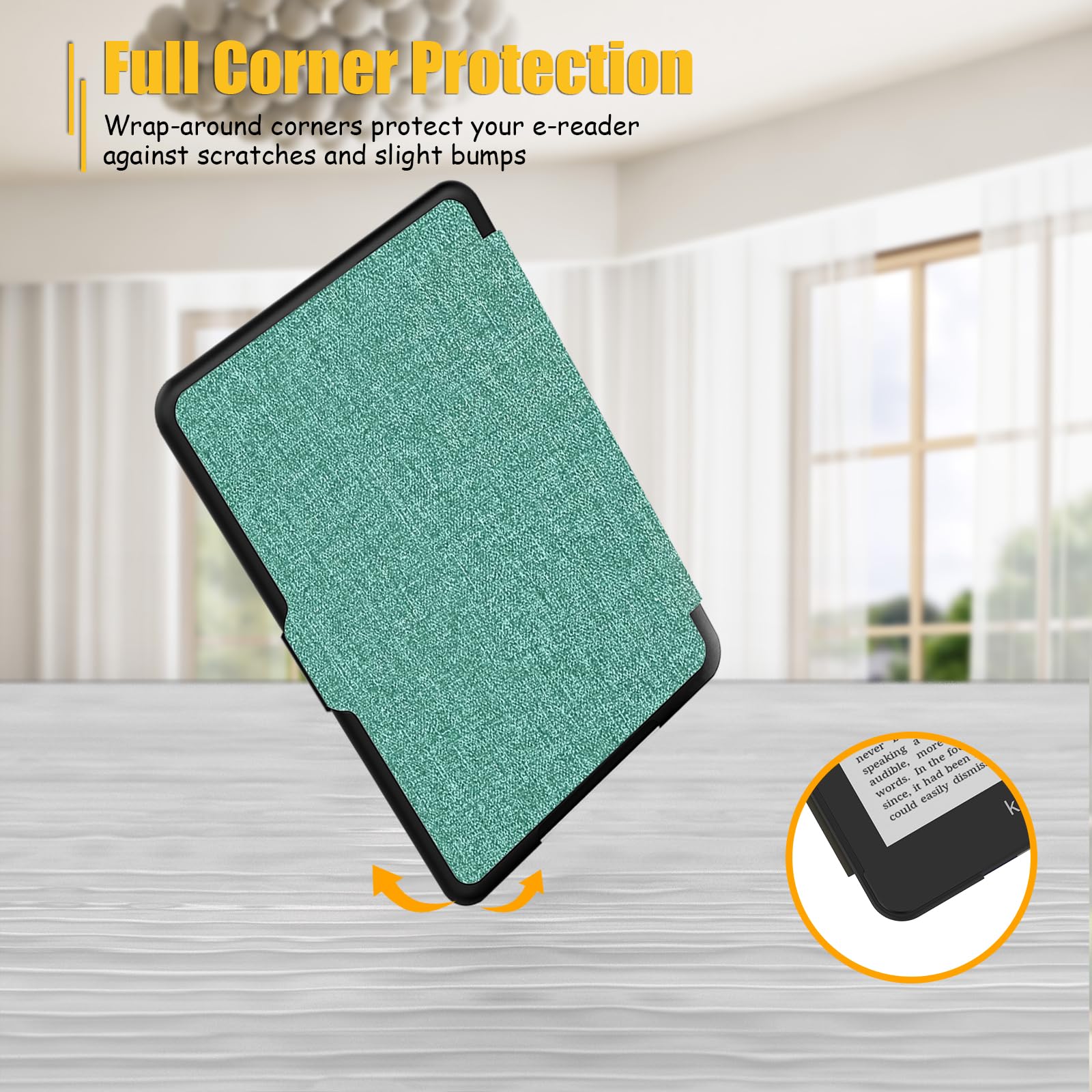 SCSVPN Case for 6'' All-New Kindle (11th Generation 2022 Release, Model C2V2L3 - Not Fit Paperwhite or Oasis), Ultra Thin and Lighteweight Smart Shell Cover with Hand Strap - Auto Sleep/Wake, Green