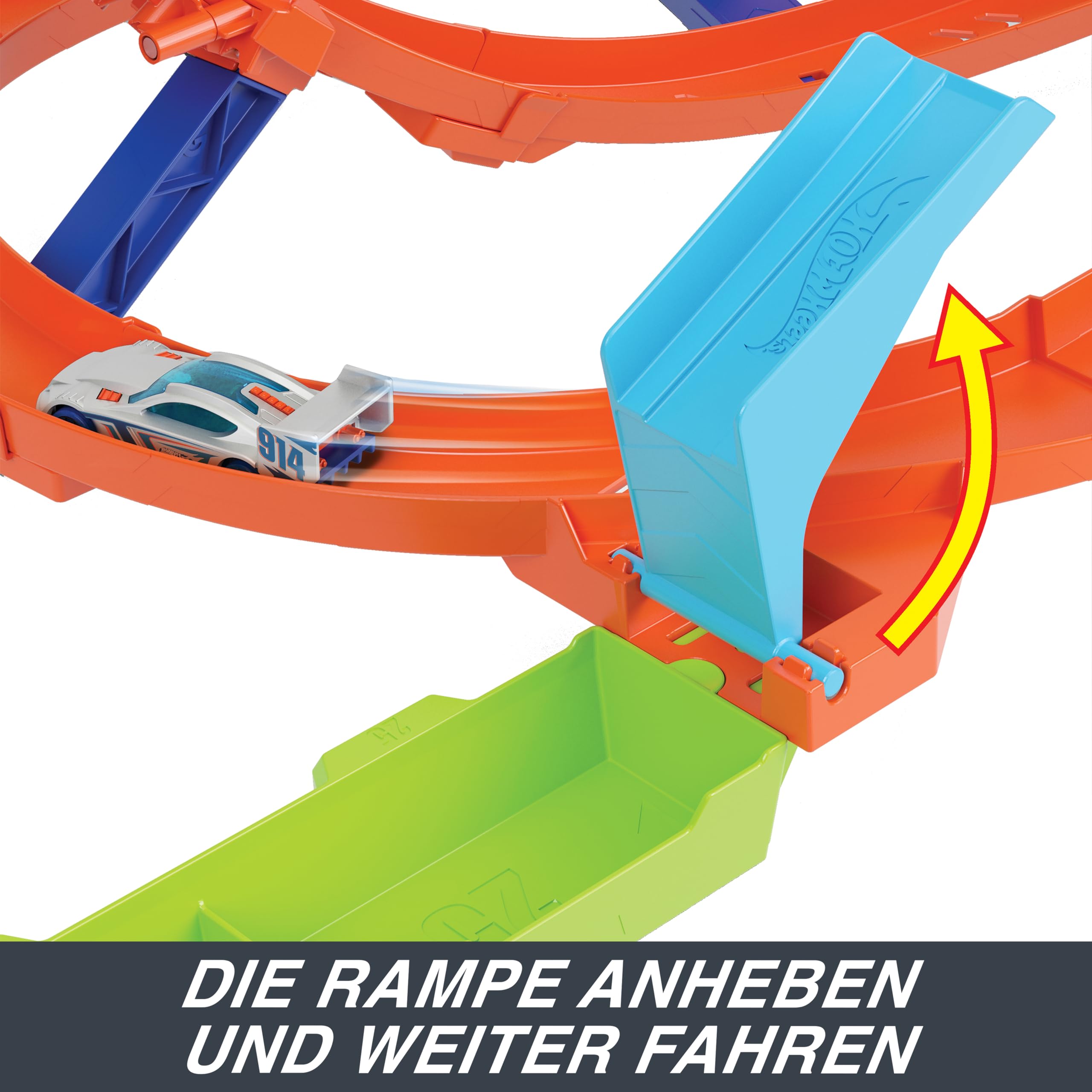 HOT WHEELS Let's Race Netflix - Looping-Zyklon-Challenge - Action-Trackset mit 2 Spielmöglichkeiten, Bumerang-Loopings und Fahrzeug im Maßstab 1:64, mit Tragegriff, ab 4 Jahren, HXM94 5