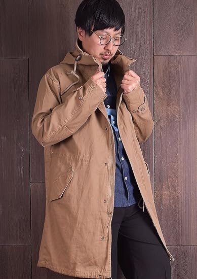 Amazon Co Jp アーカイバ Archiver モッズコート メンズ アウター コート ミリタリー フード ツイル 秋 冬 春 ツイル バイオウォッシュ カジュアル ｌ 3 ベージュ 52 服 ファッション小物