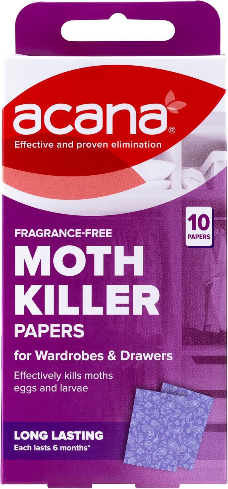 Acana Hanging Moth Killer Papers Pack of 10 Fragrance Free 6 Months
