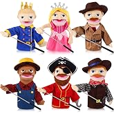 6 Pcs Role Play Hand Puppets Profession Worker Entrepreneur Plush Toys Role-Play Toy Puppets for Kids Storytelling Imaginative Pretend Play Teaching Preschool(Adventurers)