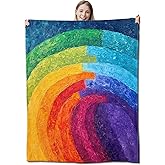 CUEBOS Abstract Rainbow Flannel Throw Blanket 50x60 Inch, Colorful Bold Texture Blankets Oil Painting Style Soft Cozy Fleece Throws for Artists Bed Sofa Dorm Living Room Home Decor Gifts