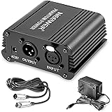 Neewer 1-Channel 48V Phantom Power Supply with Adapter, BONUS+XLR 3 Pin Microphone Cable for Any Condenser Microphone Music Recording Equipment (8 feet)