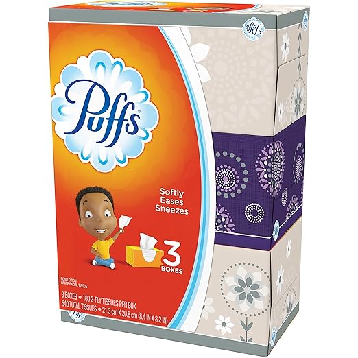 Puffs Basic Facial Tissues, 2 Ply Assorted Durable