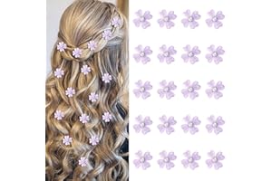 YISSION 20Pcs Mini Purple Flower Hair Clips with Rhinestone Cute Hair Pins Decorative Hair Clips Wedding Hair Barrettes Bridal Hair Accessories for Girls Women