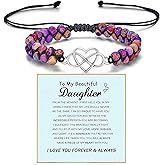 sunglnl To My Granddaughter Infinity Bracelet From Grandma, Forever Love Heart Natural Emperor Stone Double Layer Purple Beaded Woven Wrap Daughter Bracelets Adjustable Protection Gift Jewelry