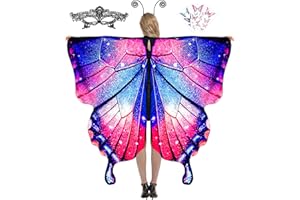 TONAK Butterfly Cape Costume Adult, Halloween Butterfly Wings Costume Women Colorful Festival Butterfly Wings Shawl Cape