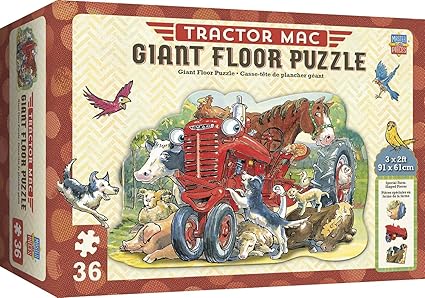 MasterPieces PuzzleCompany Tractor Mac 36 Piece Giant Shaped Floor Puzzle, Multicolored, 24 x 36