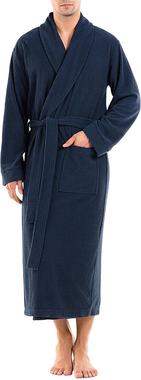 DAVID ARCHY Men's Soft Fleece Plush Robe Full Length Long and Knee Length Big and Tall Bathrobe: Clothing