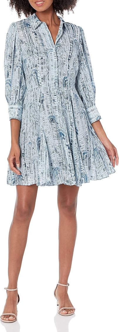 Theory Women's Volume Mini Shirt Dress in Cascade Block, Teal Multi, 0 at  Amazon Women's Clothing store