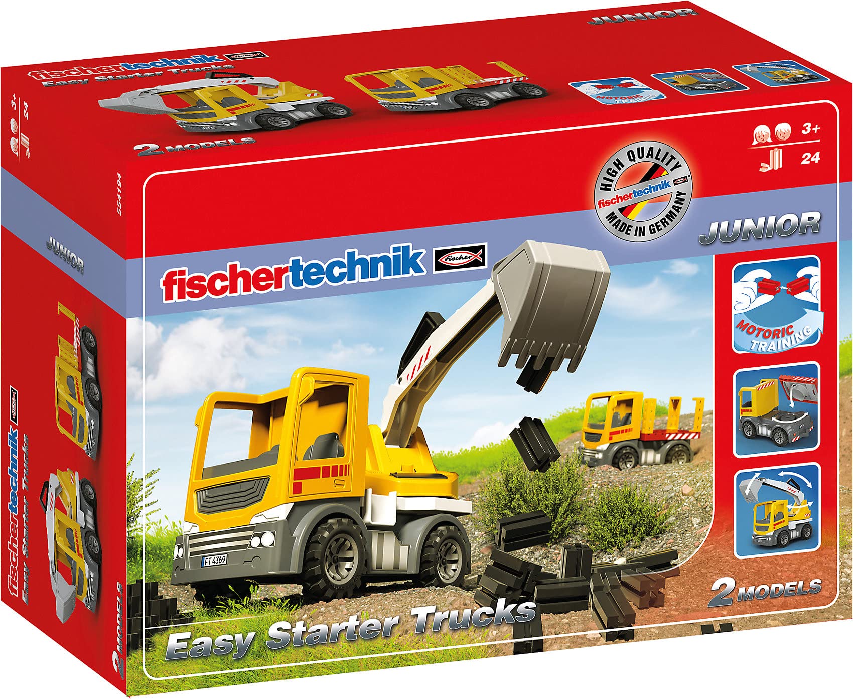 fischertechnik 554194 Vehicles Easy Starter 3 Years Excavator Heavy Duty Construction site Truck can be Easily Converted Thanks to The Simple Plug-in Function