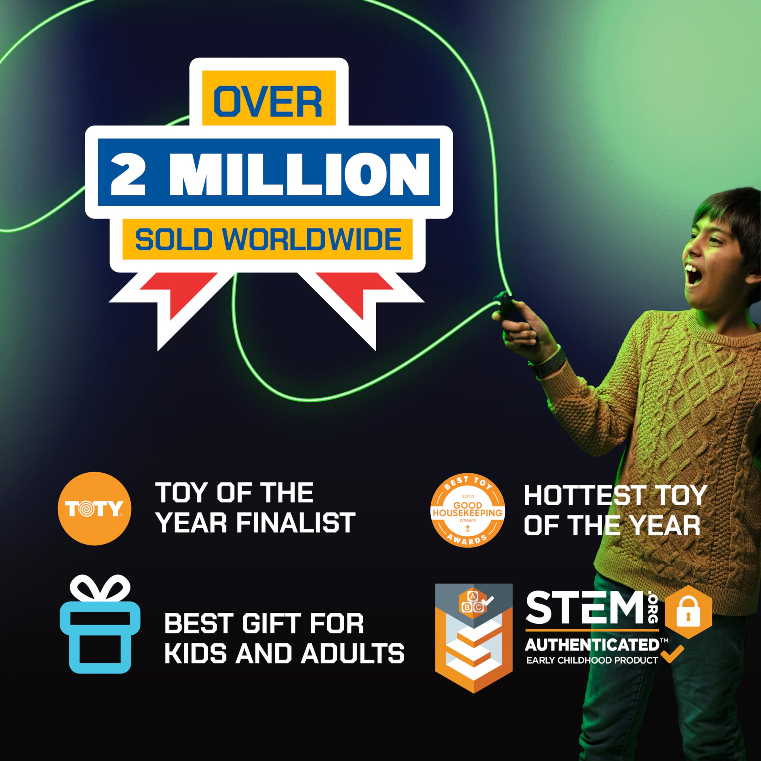 ZipString Luma - The Patented Glow-in-The-Dark Toy That Flies a Loop of String, Creates Endless Shapes and Tricks Built-in LED for Glowing Fun. Perfect STEM Gift for Kids & Adults. Wonderment Awaits