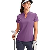 Obla Women's Golf Polo Shirt V-Neck Short Sleeve Collarless Quick Dry Tennis Running T Shirt Golf Tops for Women