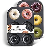 HONGBAKE Donut Pan for Baking, 2-Pack Nonstick Doughnut Pans, 6-Cavity Deep Donut Mold for Fuller Baked Cake Donuts, Heavy-Du