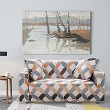 Teynewer 1-Piece Fit Stretch Sofa Cover Geometry Print 1 Seater view 2