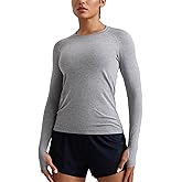 CRZ YOGA Seamless Long Sleeve Shirts for Women Hip Length - Workout Athletic Running Gym Yoga Tops Breathable Crewneck Tshirt