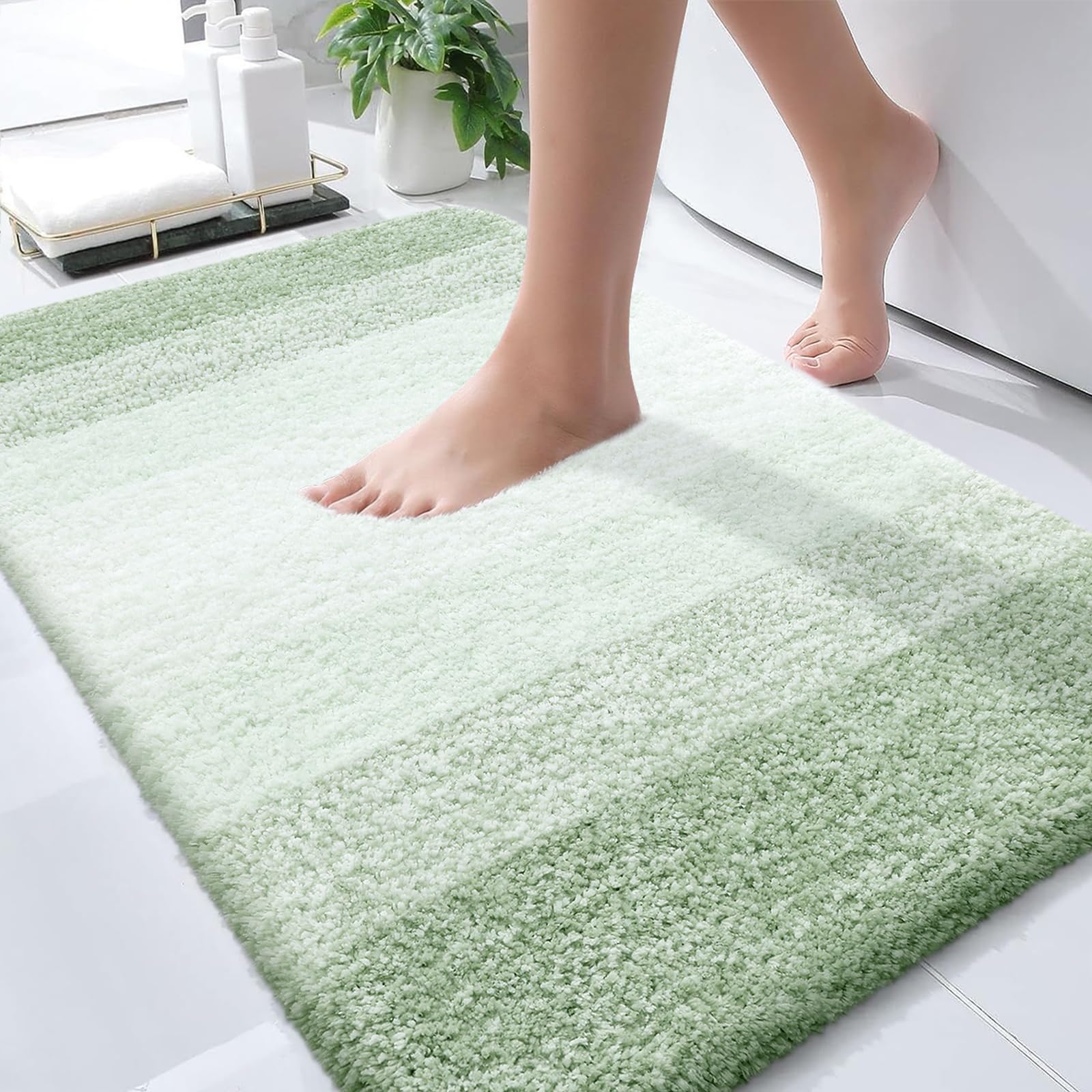 Photo 1 of OLANLY Bathroom Rugs Mat 30x20, Extra Soft Absorbent Microfiber Bath Rugs, Rubber Backing, Quick Dry, Machine Washable Bath Mats for Bathroom Floor, Tub and Shower, Home Decor Accessories, Sage Green