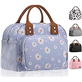 Yotrone Lunch Bag for Women, Insulated Lunch Box for Women Men Work Adult, Cute Lunch Tote Large Capacity Reusable Cooler Containers for Picnic Travel Office or Beach (Blue Daisy)
