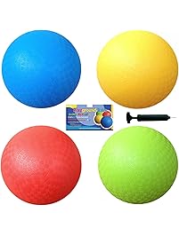 AppleRound 8.5 Inch Playground Balls (Set of 4) with 1 Hand Pump