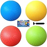 8.5 Inch Playground Balls (Set of 4) with 1 Hand Pump