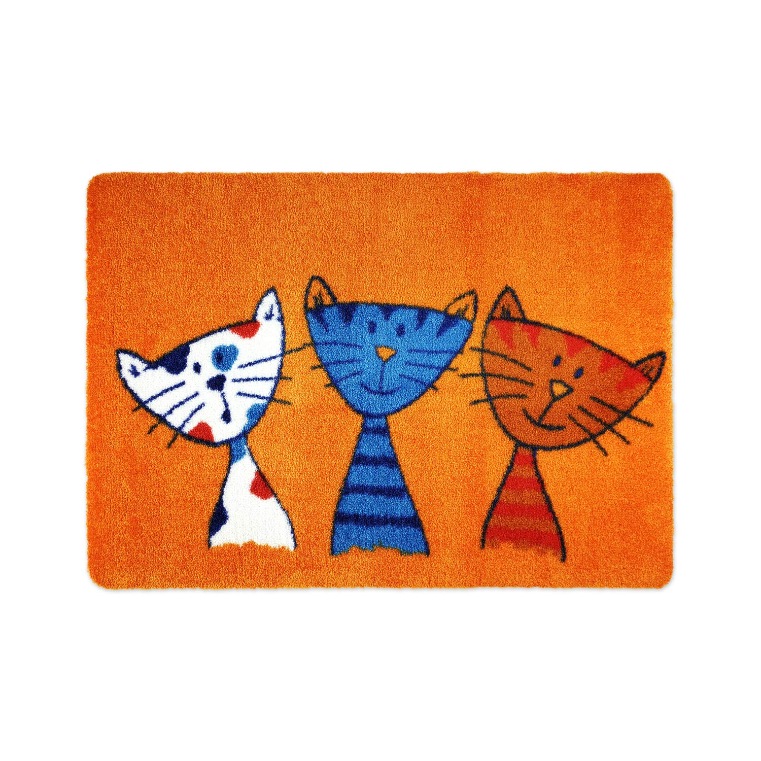 deco-mat Doormat Cat 40 x 60 cm Orange - Door Mat with Cats - Non-Slip & Washable - Dirt Trapper Mat for Indoor and Outdoor Use with Funny Motif