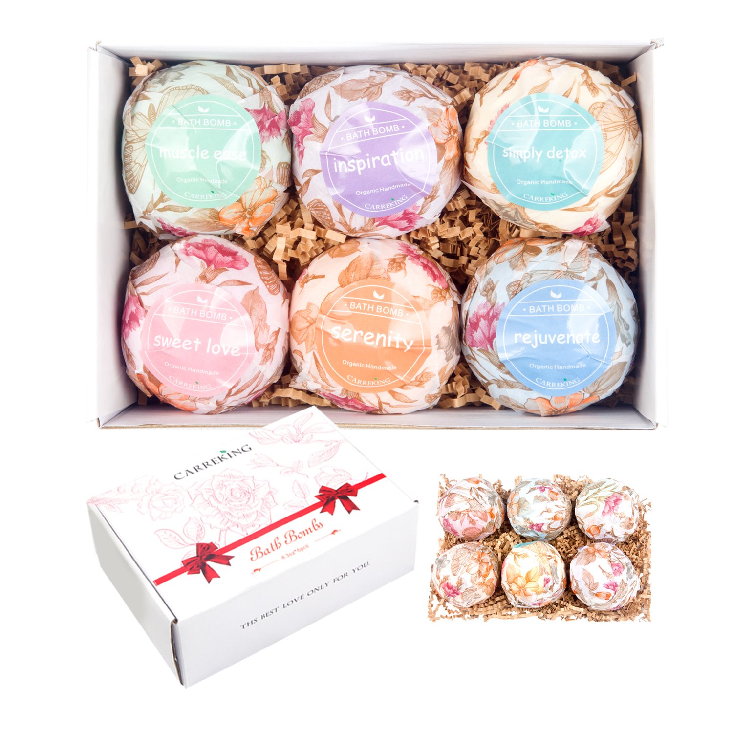 Bath Bombs, CarreKing Bath Bomb Fizzy Bath Bombs Gift Set Kit Lush Luxury Bath Bomb Set Bath Fizzies Effervescent Bath Romatic Fizzy Bombs for Graduation, Weddings, Birthdays, Bridal Showers