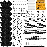 ELEAD 286-Piece Extra Thick Pegboard Hooks Set, 1/4" Heavy Duty Black Peg Board Organizer Accessories with Bins, Metal Pegboard Accessories with Pegs Lock, Peg Board Hooks for Hanging