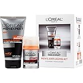 L'Oreal Paris Men Expert Charcoal Facial Cleanser & Anti-Wrinkle & Firming Face Moisturizer Gift Set (Set of 2)