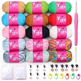 Sekafris 15 Pack Beginner Yarn for Crocheting Tube Crochet Yarn Multicolor | 750g/817yds Cotton Yarn Knitting Yarn for Beginners with Easy-to-See Stitches Amigurumi Yarn [15 Pack C]