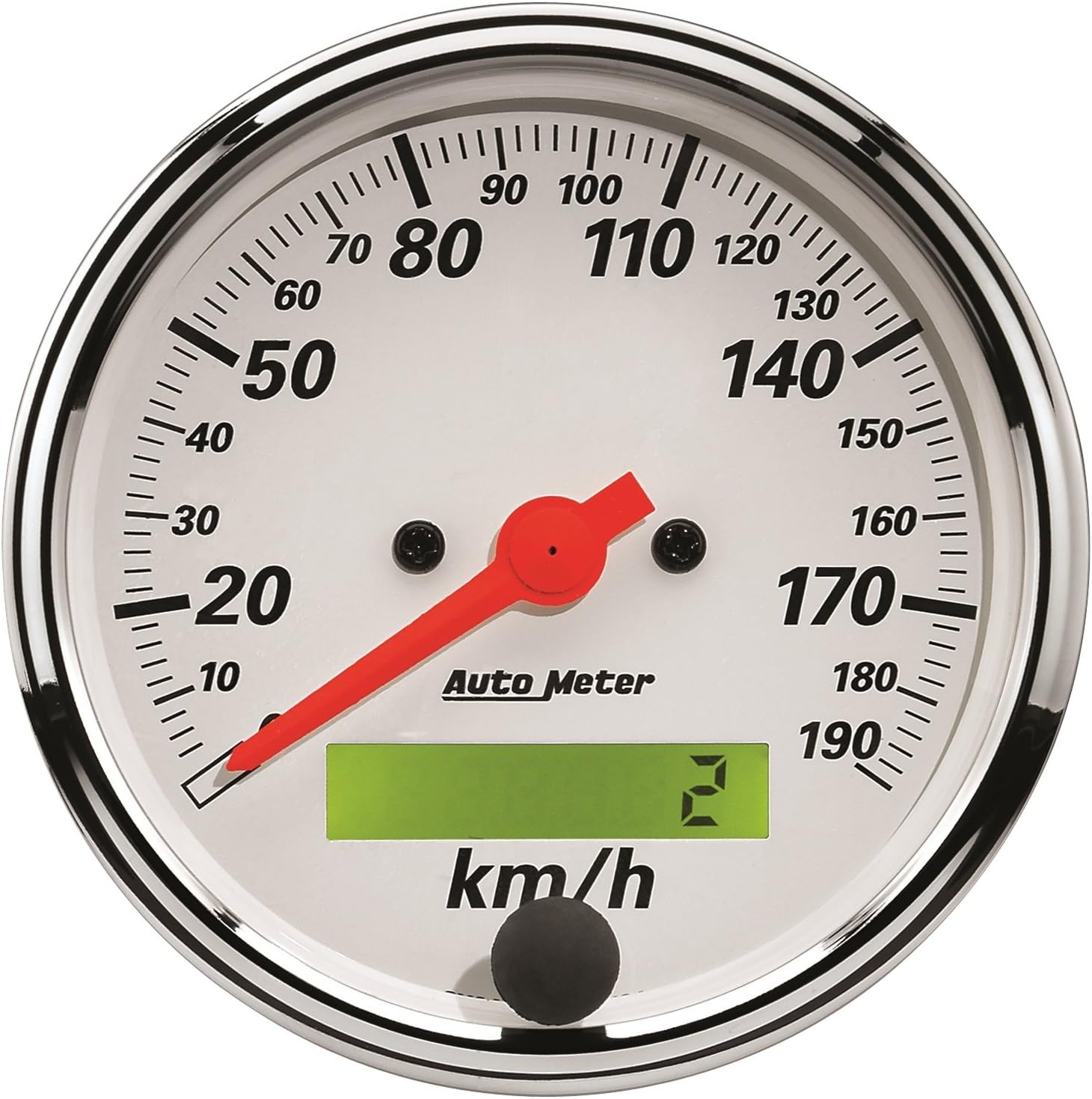 Auto Meter AutoMeter 1388-M Gauge, Speedometer, 3 1/8", 190Km/H, Elec. Prog. W/Lcd Odo, Arctic White