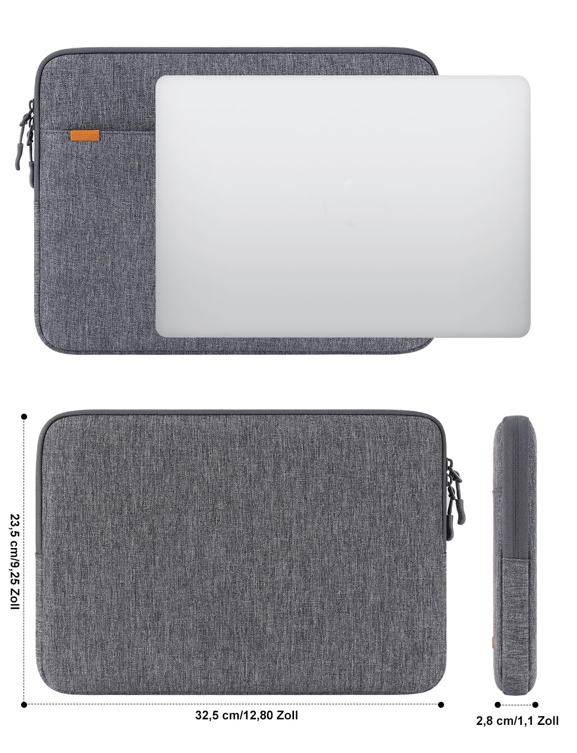 DOMISO 13 Zoll Laptoptasche Laptop Tasche Hülle Notebook Sleeve Case Bag Schutzhülle Kompatibel mit Mac Book Air 13 M4 M3 M2,MacBook Pro M2,ipad Air,Dell,Lenovo Laptophülle mit Zubehörtasche,Grey 9