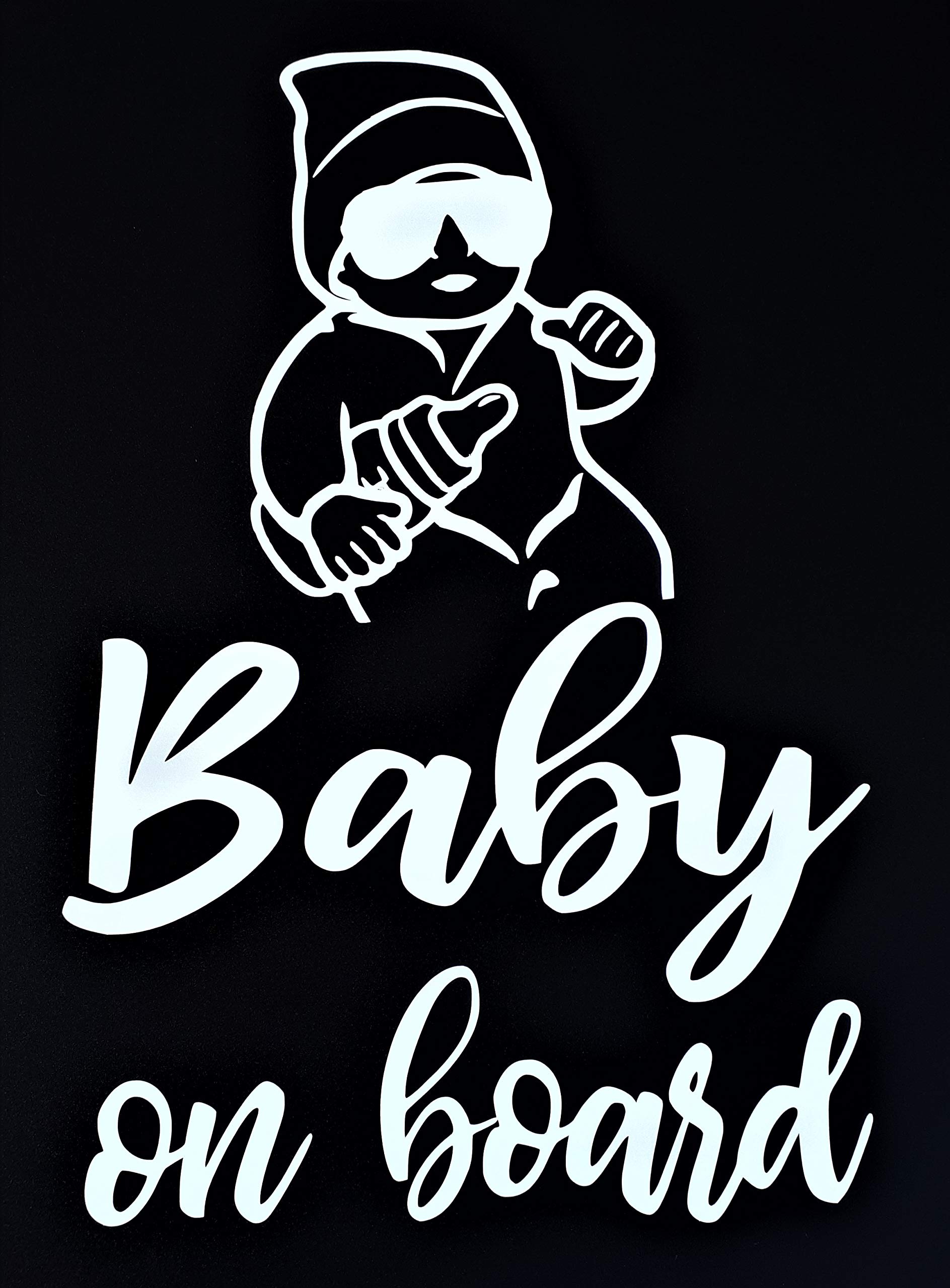 Baby on Board Sticker 20 x 14 cm – Car Sticker White – Waterproof and Durable – Baby on Board Sticker Car