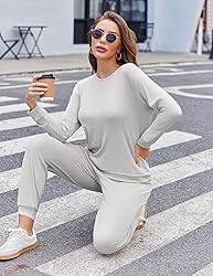 Ekouaer Womens Ribbed Knit Pajama Sets 2 Piece