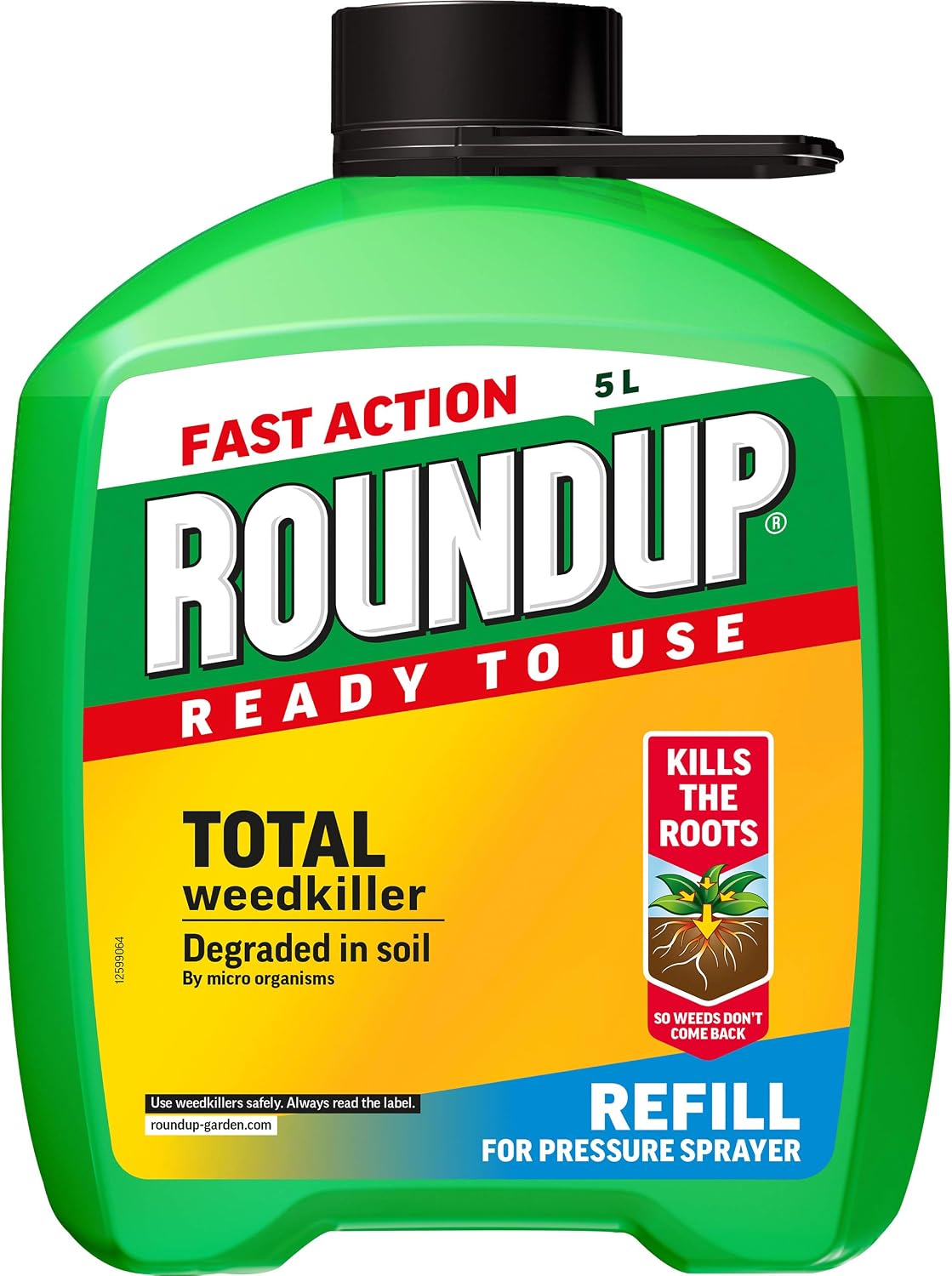 Roundup 112113 Fast Action Total Weedkiller 5 Litre Refill, Clear