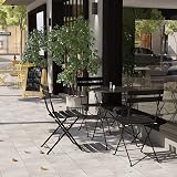 Grand patio 3 Piece Bistro Set Folding Chairs Table Black Weather-Resistant view 3