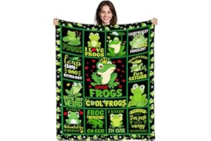 Frog Blanket, Frogs Gift for Women and Girls, Gift for Frog Lovers, Green Frogs Blanket 50 x 60 inch, Green Cartoon Throw Bla