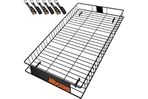 Mockins 90"x50"x6" XXL Heavy Duty Roof Rack Cargo Carrier for Top of Vehicle Storage | 250 Lbs. Cap Steel Car Roof Basket w/Straps | Weatherproof Rooftop Cargo Basket for SUV, RV, & Large Vehicles
