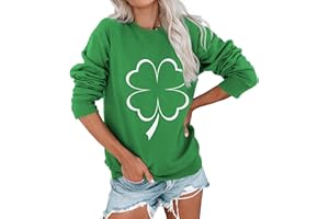 KKG Womens St. Patrick's Day Casual Sweatshirt Long Sleeve Shirts Irish Cute Clover Shamrock Pullover Tops