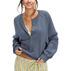 Ziqoty Womens Half Button Sweater Henley Neck Pullover Top | Casual Long Sleeve Tunic Tops, Loose Fit, Comfort Soft knit, Exp