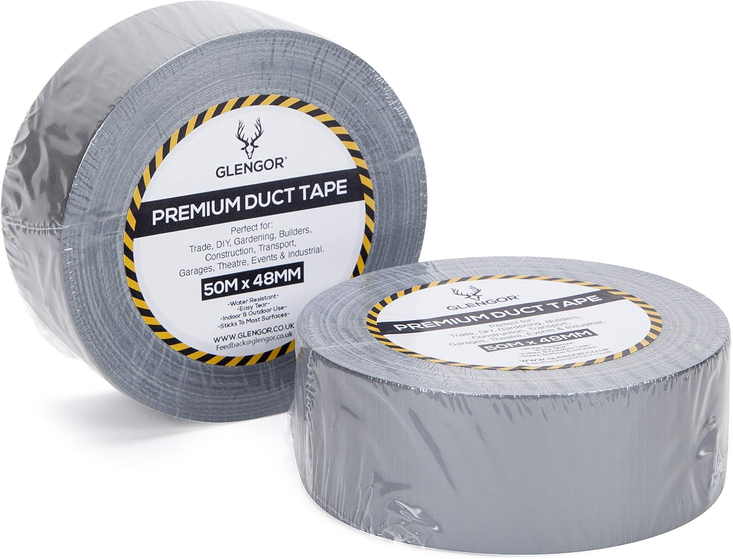 Glengor Silver/Grey Duct Tape - 2 Pack, 48mm x 50m, 48mm x 50m Per Roll - Image 3
