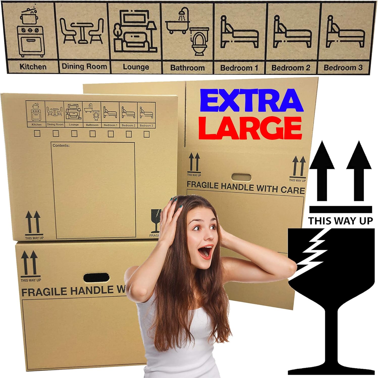 10 Strong Extra Large (XL) Cardboard Storage Packing Moving House Boxes